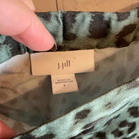 J.Jill Printed A-Line Midi Skirt in storm cloud Large Majestic Leopard - Picture 3 of 8